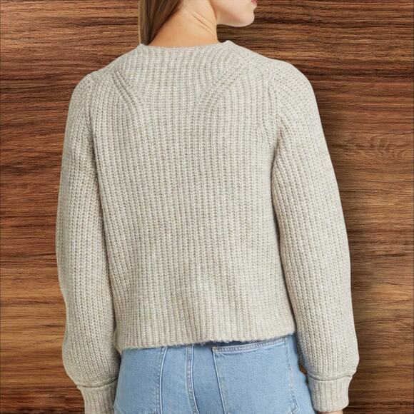 Wit & Wisdom Ribbed Cardigan Cardigan Sweater Sz M Marled Cropped w Pockets $98 - Picture 3 of 9